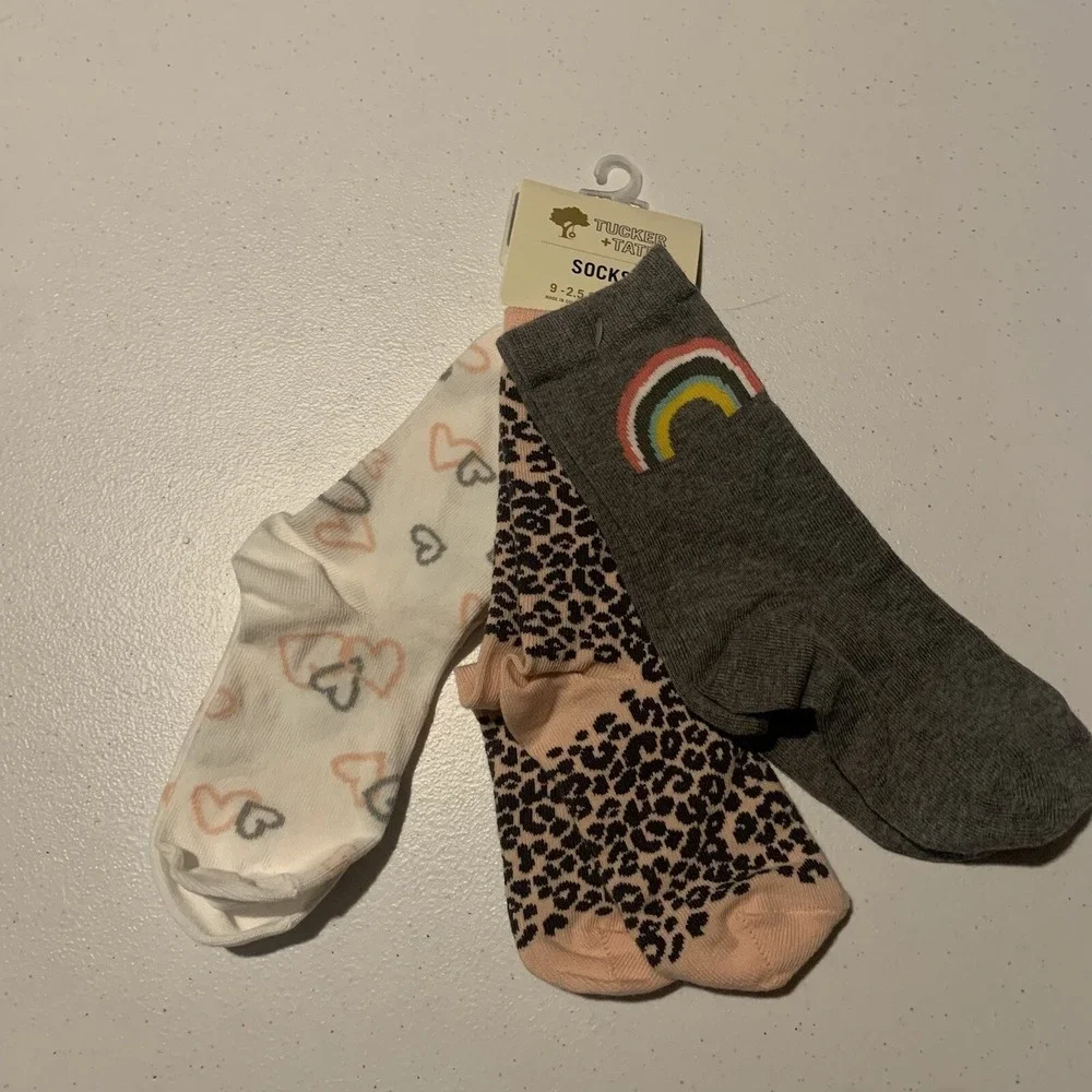 Tucker + Tate Nordstrom 3 Pack Socks Rainbow Girls Shoe Size 9-2.5 NWT 5177